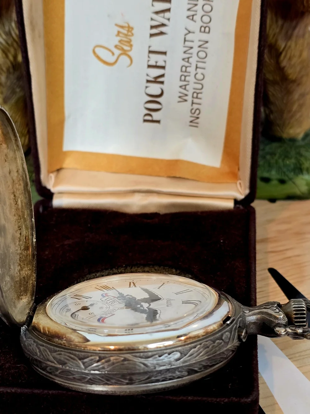 Vintage Sears Silver Bicentennial Wind-up Pocket Watch